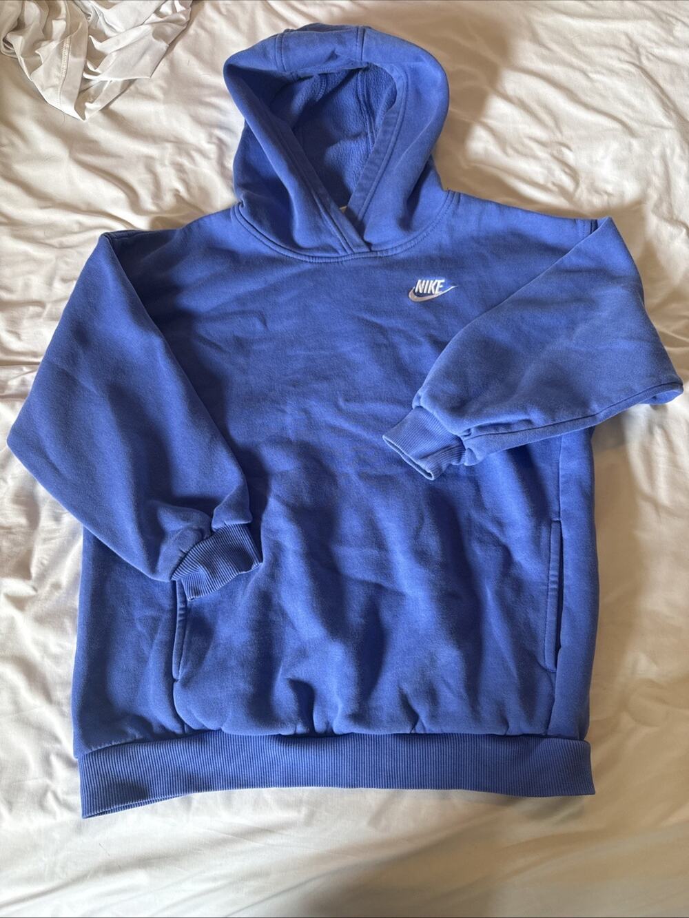 EUC Nike Blue Embroidered Pull Over Hoodie, Size Youth M